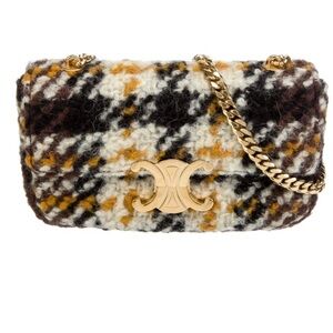 Celine 2022 Tweed Triomphe Chain Shoulder Bag In Excellent condition!